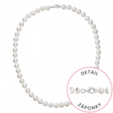 Perlový náhrdelník z riečnych perál so zapínaním z bieleho 14 karátového zlata 822003.1/9260B biely