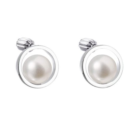 Strieborné náušnice kôstky s bielou riečnou perlou 21041.1B