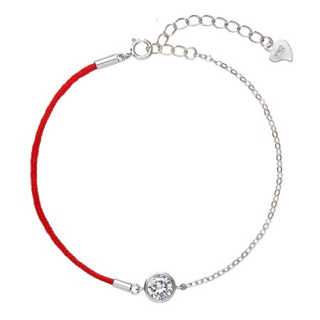 Náramek proti uhranutí stříbrný kulatý krystaly 13004.3 Red