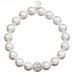 Perlový náramok biely s krištáľmi Preciosa 33074.1 Biely