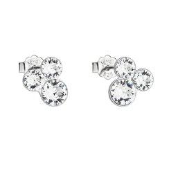 Stříbrné náušnice pecka s krystaly Swarovski bílé kulaté 31272.1 Krystal