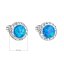 Strieborné náušnice kôstky so syntetickým opálom a krištáľmi Preciosa modré okrúhle 31317.1 Blue s. Opal
