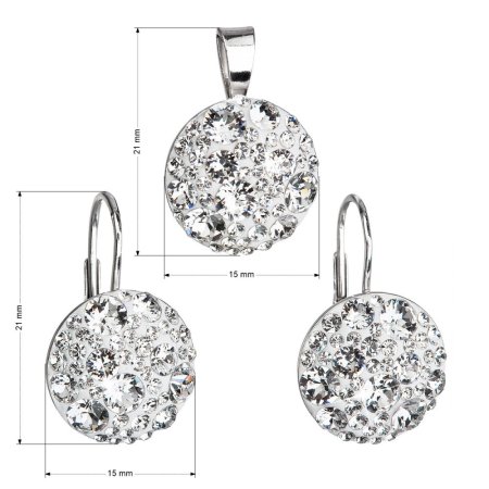 Sada šperků s krystaly Swarovski náušnice a přívěsek bílé kulaté 39117.1 Krystal