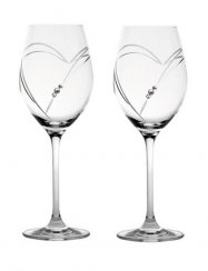 Poháre na biele víno so Swarovski Elements Hearts 360ml