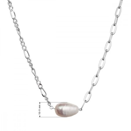 Stříbrný náhrdelník s říční oválnou perlou 22049.1