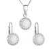 Sada šperků se syntetickým opálem a křišťály Preciosa náušnice a přívěsek bílé kulaté 39160.1 White s. Opal