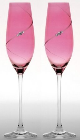 Poháre flauty na sekt ružové so Swarovski Elements 210 ml Pink
