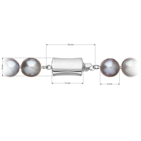 Perlový náhrdelník z riečnych perál so zapínaním z bieleho 14 karátového zlata 822028.3/9267B grey