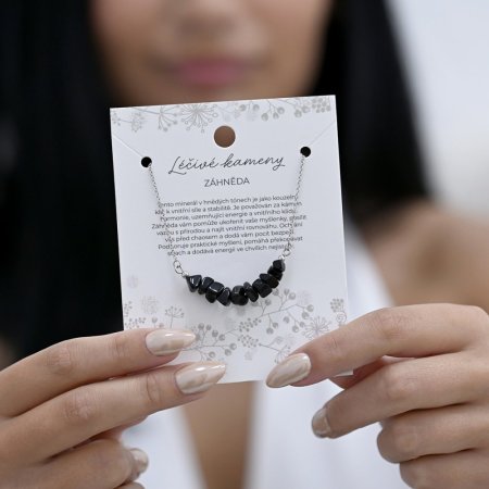 Náhrdelník s kouřovým křemenem 42037.3 ocel