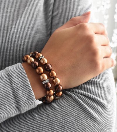 Náramek perlový se Swarovski Elements 33065.3 Brown