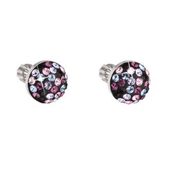 Stříbrné náušnice pecka s krystaly Swarovski mix barev kulaté 31336.3 Magic Violet