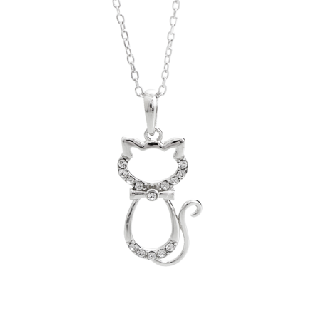 Náhrdelník čirý se Swarovski Elements Kočka Krystal