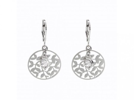 Náušnice vyrezávané lístky so Swarovski Elements Krystal
