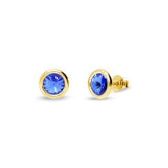 Náušnice modré stříbrné pozlacené se Swarovski Elements Tiny Bonbon Studs KRG1122SS29SA Sapphire 6 mm