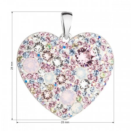 Stříbrný přívěsek s krystaly Swarovski mix barev srdce 34243.3 Magic Rose