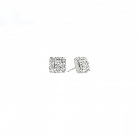 Stříbrné náušnice pecky s krystaly Swarovski bílý čtverec 71138.1