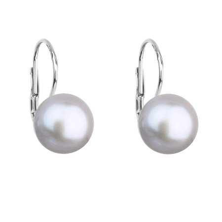 Stříbrné náušnice visací s šedou říční perlou 21009.3 Grey
