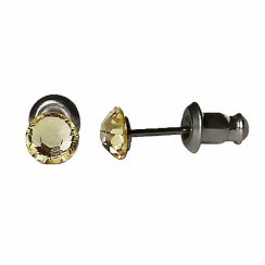 Náušnice so Swarovski Elements žltá bodka Jonquil 5 mm