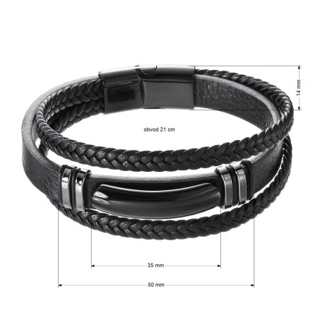 Náramek pánský z černé koženky 43040.3 černý