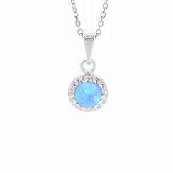 Stříbrný náhrdelník se světle modrým opálem a krystaly Swarovski Elements kolečko Blue Opal