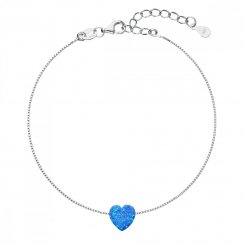 Stříbrný náramek se syntetickým opálem modré srdce 13018.3  Blue s. Opal