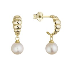 Pozlátené náušnice kruhy so zavesenou riečnou perlou 21126.1