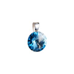 Stříbrný přívěsek s krystaly Swarovski modrý kulatý-rivoli 34112.3 Aquamarine