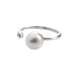 Prsteň číry so Swarovski Elements perla + šatón Kryštál