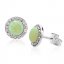 Stříbrné náušnice pecky se světle zeleným opálem a krystaly Swarovski Elements Chrysolite Opal