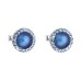 Strieborné náušnice pecka s kryštálmi Swarovski a tmavo modrou matnou perlou okrúhle 31214.3 Dark Blue