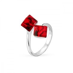 Prsteň sa Swarovski Elements Cube P48416PSI Light Siam 6 mm