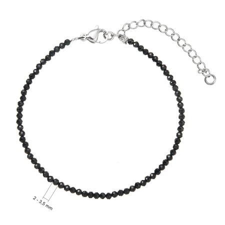 Náramek s pravými black spinel kameny 43055.3 ocel