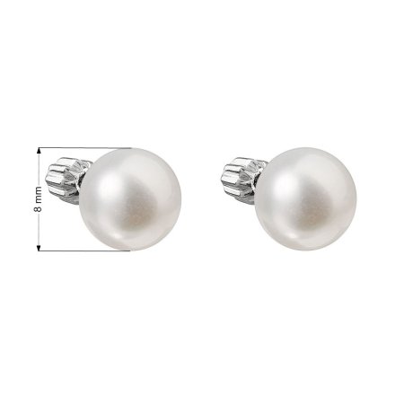 Stříbrné náušnice pecky s bílou říční perlou 21004.1 8 mm