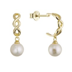 Pozlátené náušnice kruhy so zavesenou riečnou perlou 21125.1