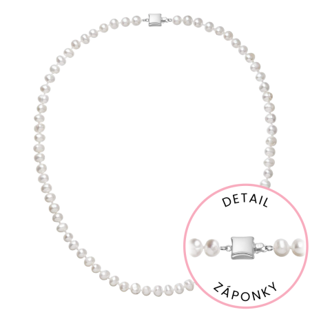 Perlový náhrdelník z riečnych perál so zapínaním z bieleho 14 karátového zlata 822001.1/9268B biely