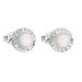 Strieborné náušnice kôstky so syntetickým opálom a krištáľmi Preciosa biele okrúhle 31217.1 White s. Opal
