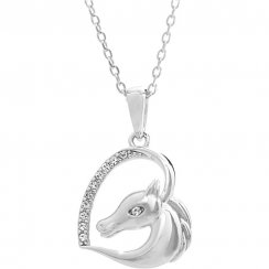Strieborný náhrdelník kôň v srdci so Swarovski Elements Krystal