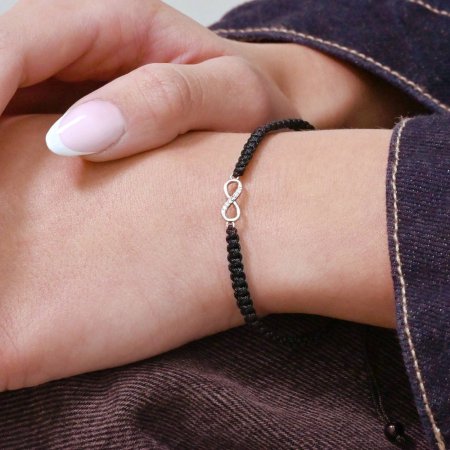 Náramok proti uhranutiu strieborné nekonečno 13002.3 Black