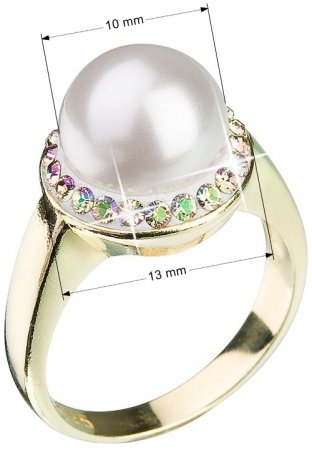 Prsteň zlatý so Swarovski Elements perla 35021.6 Luminous Green