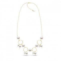 Stříbrný pozlacený náhrdelník bílý perlový Satellite NFG5810W White Pearl