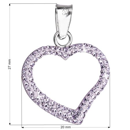 Strieborný prívesok s kryštálmi Swarovski fialové srdce 34093.3 Violet