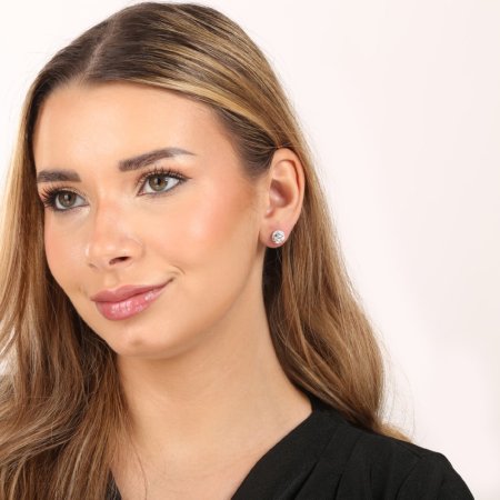 Stříbrné náušnice pecka s krystaly Swarovski fialové kulaté 31136.3 Violet