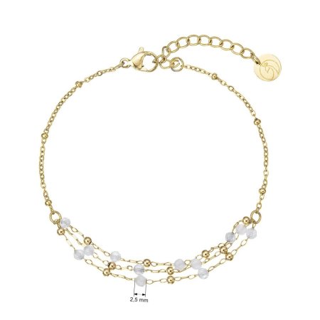 Náramek ocelový s bílým jadeitem 43065.1