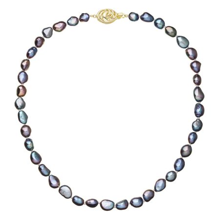 Perlový náhrdelník z riečnych perál so zapínaním zo 14 karátového zlata 922027.3/9265A peacock