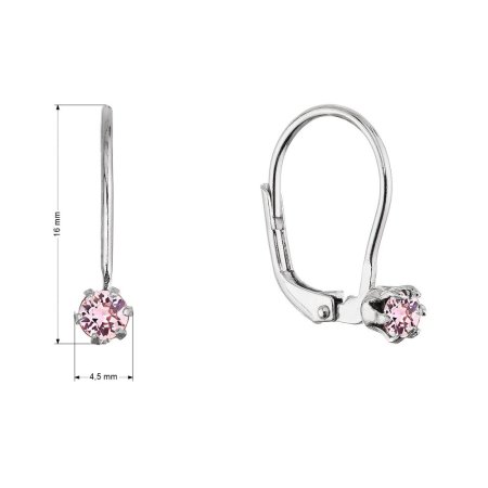 Strieborné visiace náušnice s Preciosa kryštálom 31322.3 lt. rose