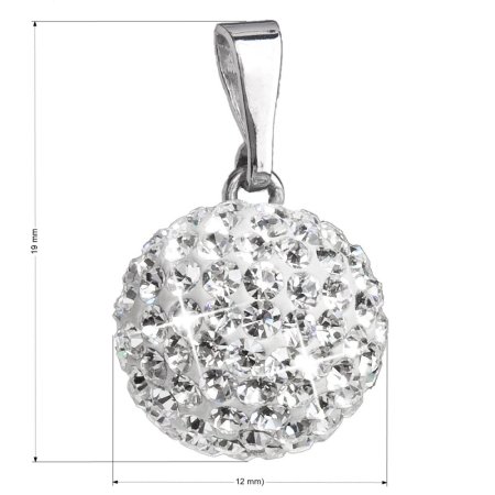 Strieborný prívesok s kryštálmi Swarovski biely okrúhly 34080.1 Krystal