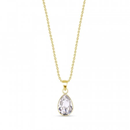 Stříbrný pozlacený náhrdelník se Swarovski Elements čirá kapka Baroque NG432010C Krystal
