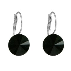Náušnice čierne Rivoli so Swarovski Elements visiaci Jet 12 mm