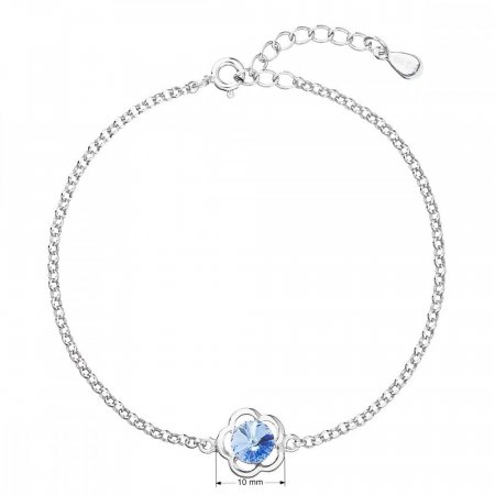 Stříbrný náramek se Swarovski krystaly modrá kytička 33117.3 Light Sapphire