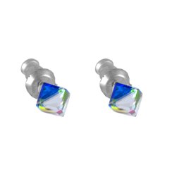 Náušnice zelené se Swarovski Elements kostka Vitrail Medium 4 mm
